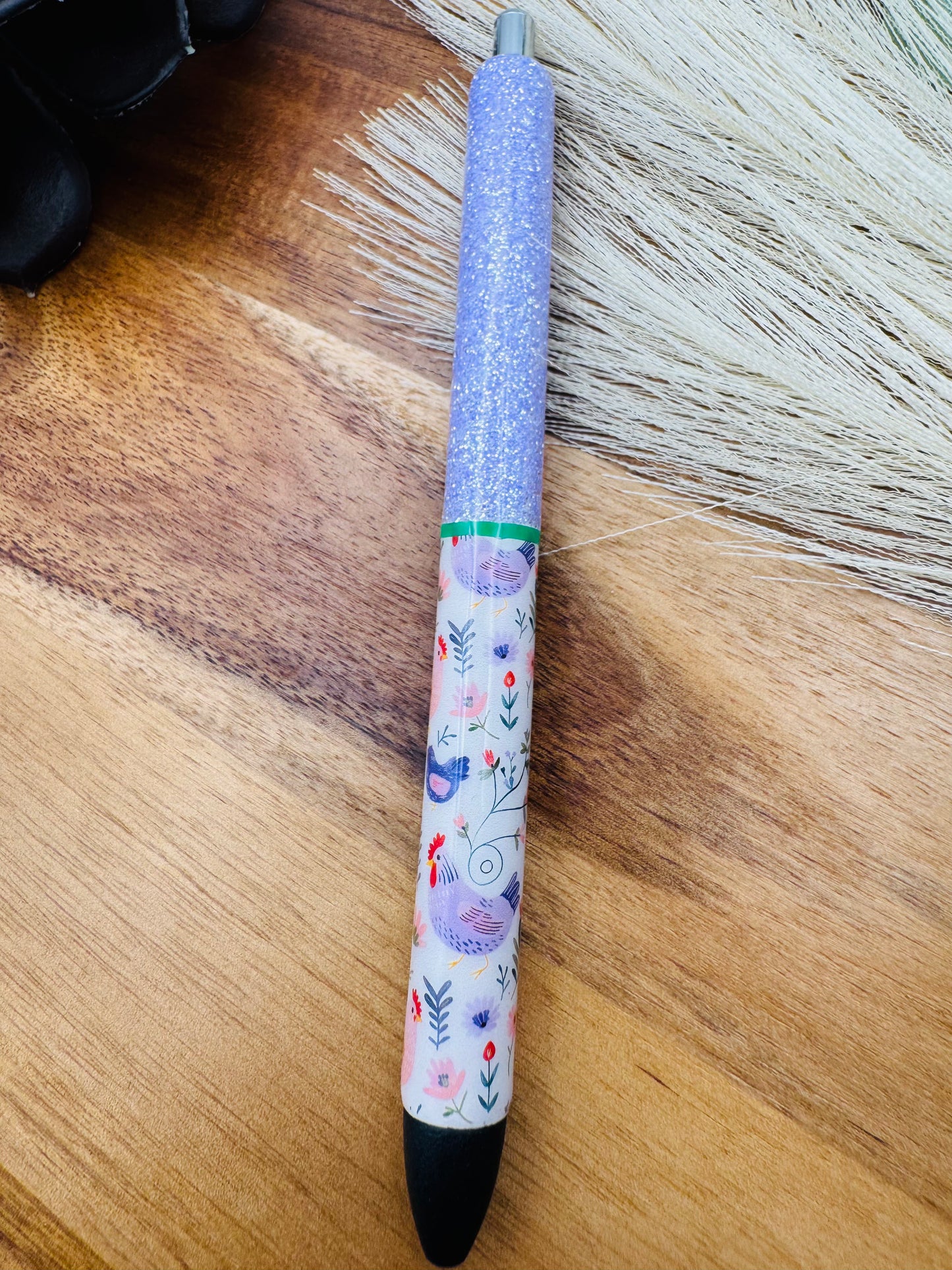Gel Pen: Purple Chickens | Color: The Lift, Striped Green