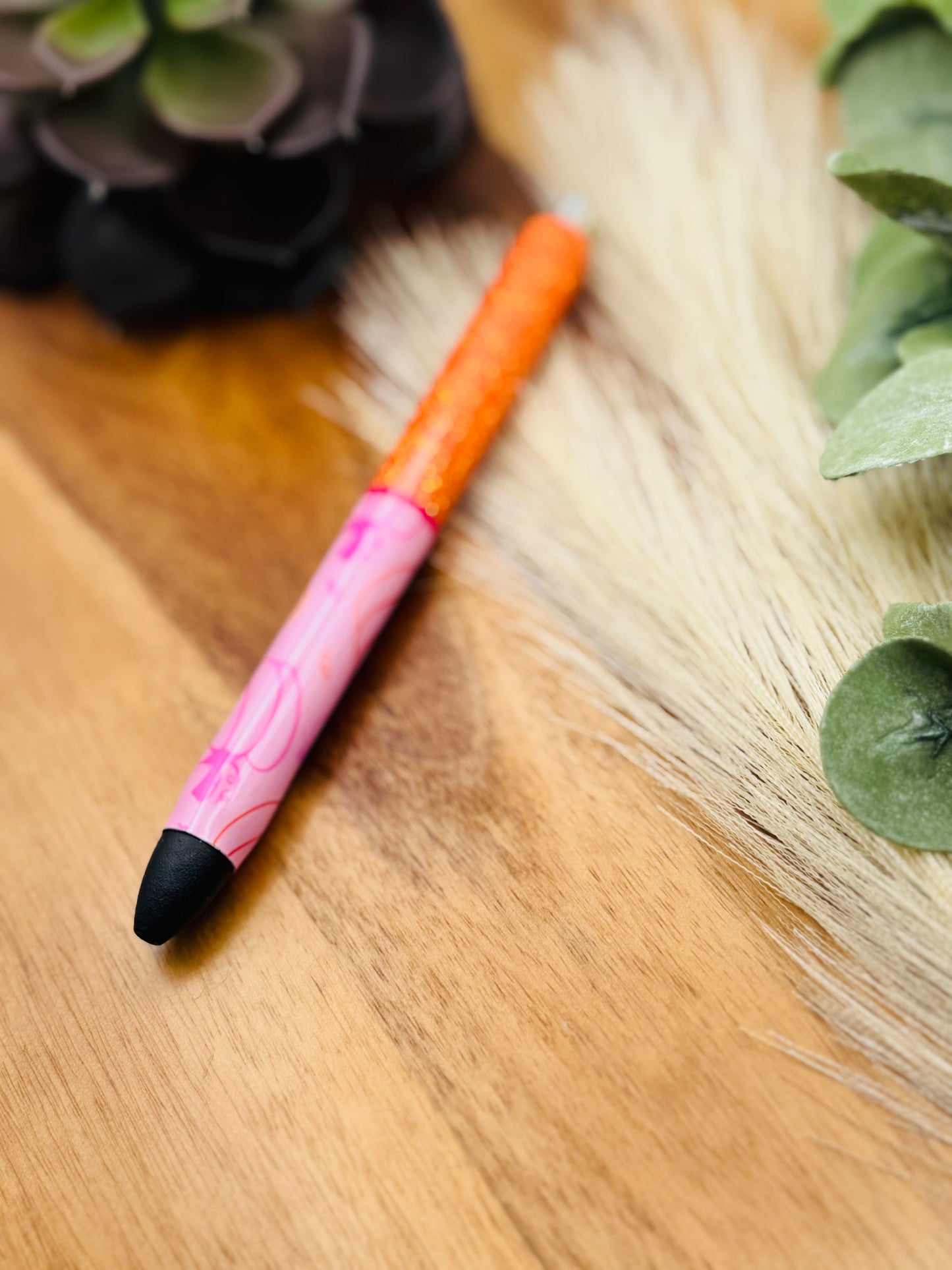 Gel Pen: Pink Pumpkins | Color: Persimmon, Striped Pink