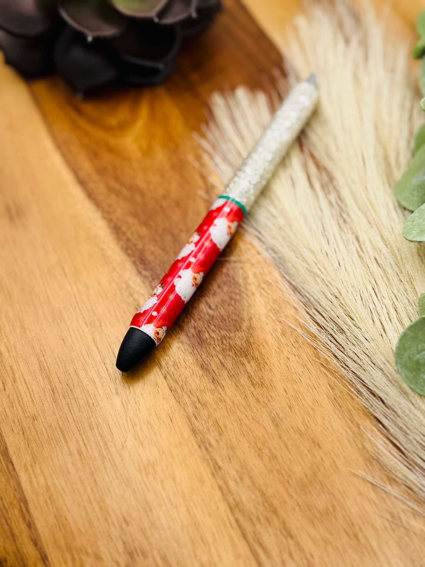 Gel Pen: Red Santa Faces | Color: Sinatra, Striped Green