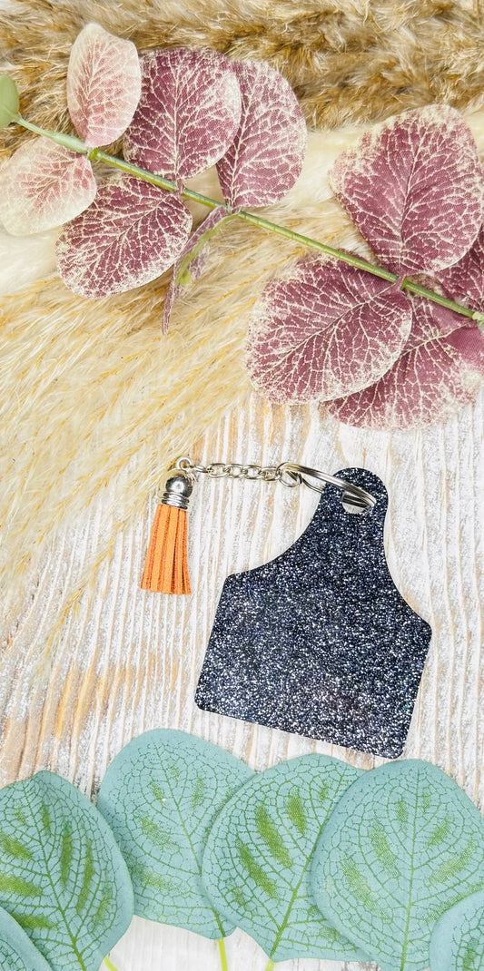 Black Cow Tag Keychain
