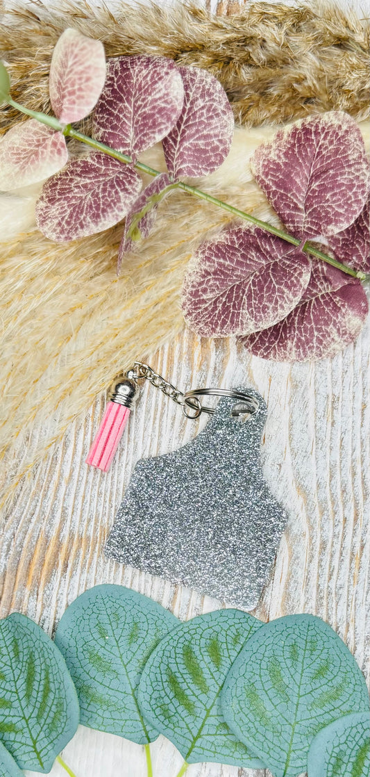 Silver Cow Tag - Keychain