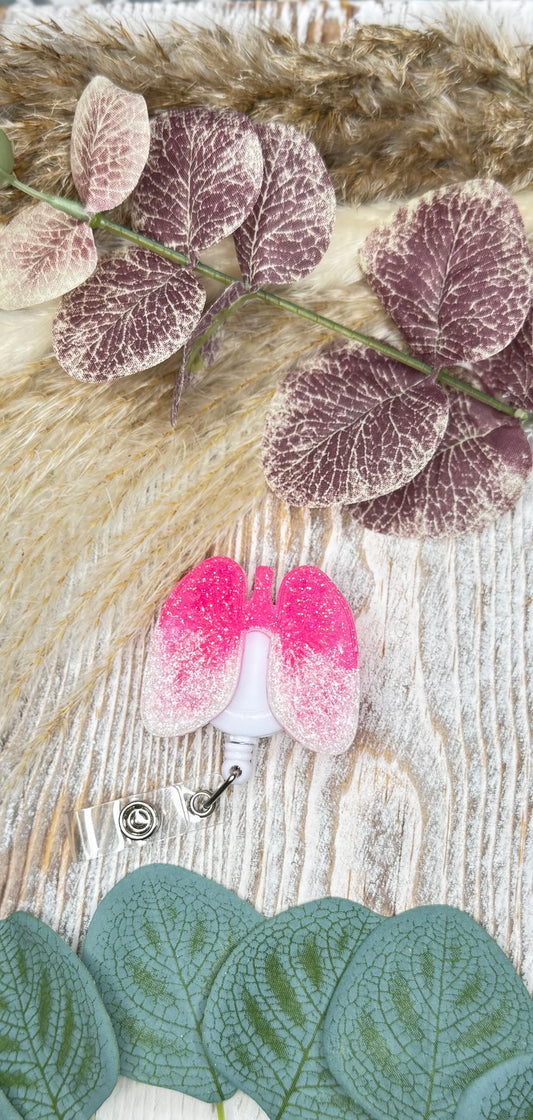 Pink & White Lungs - Badge Reel