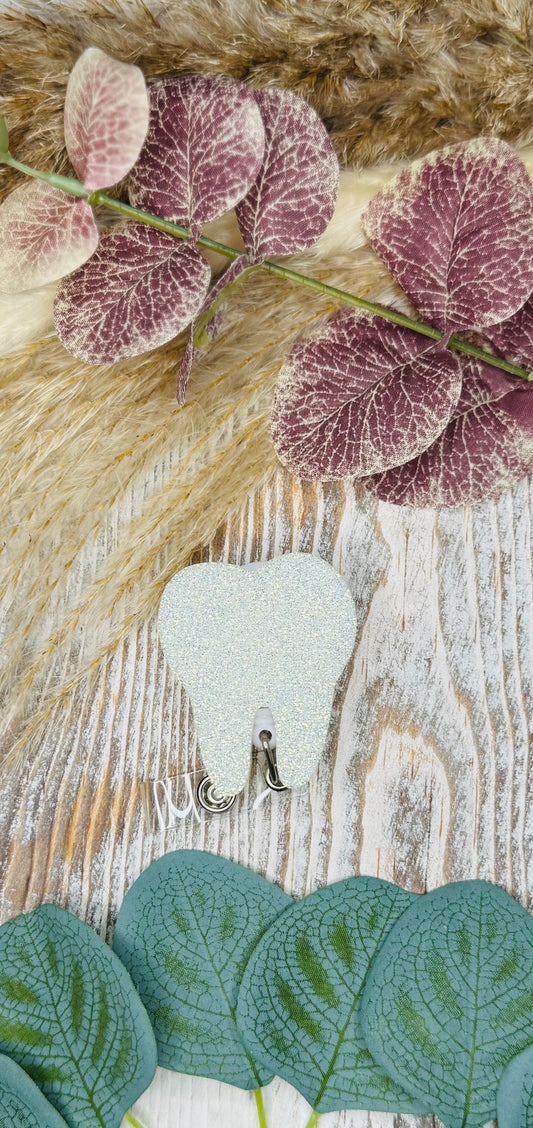 Silver/White Tooth - Badge Reel