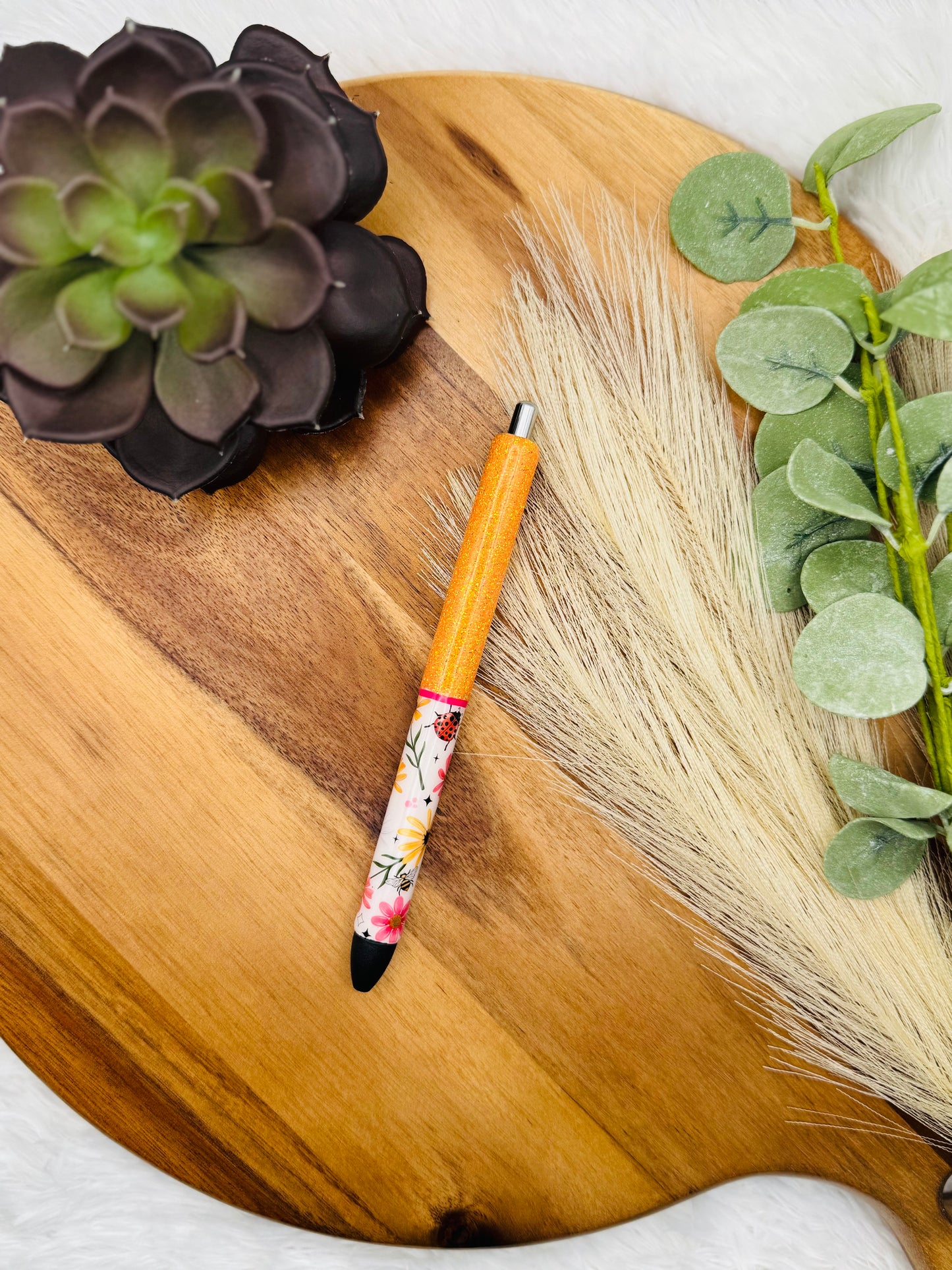 Gel Pen: Floral Bee & Ladybug | Color: Hunter Striped Pink