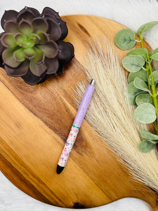 Gel Pen: Purple Chickens | Color: The Lift, Striped Green