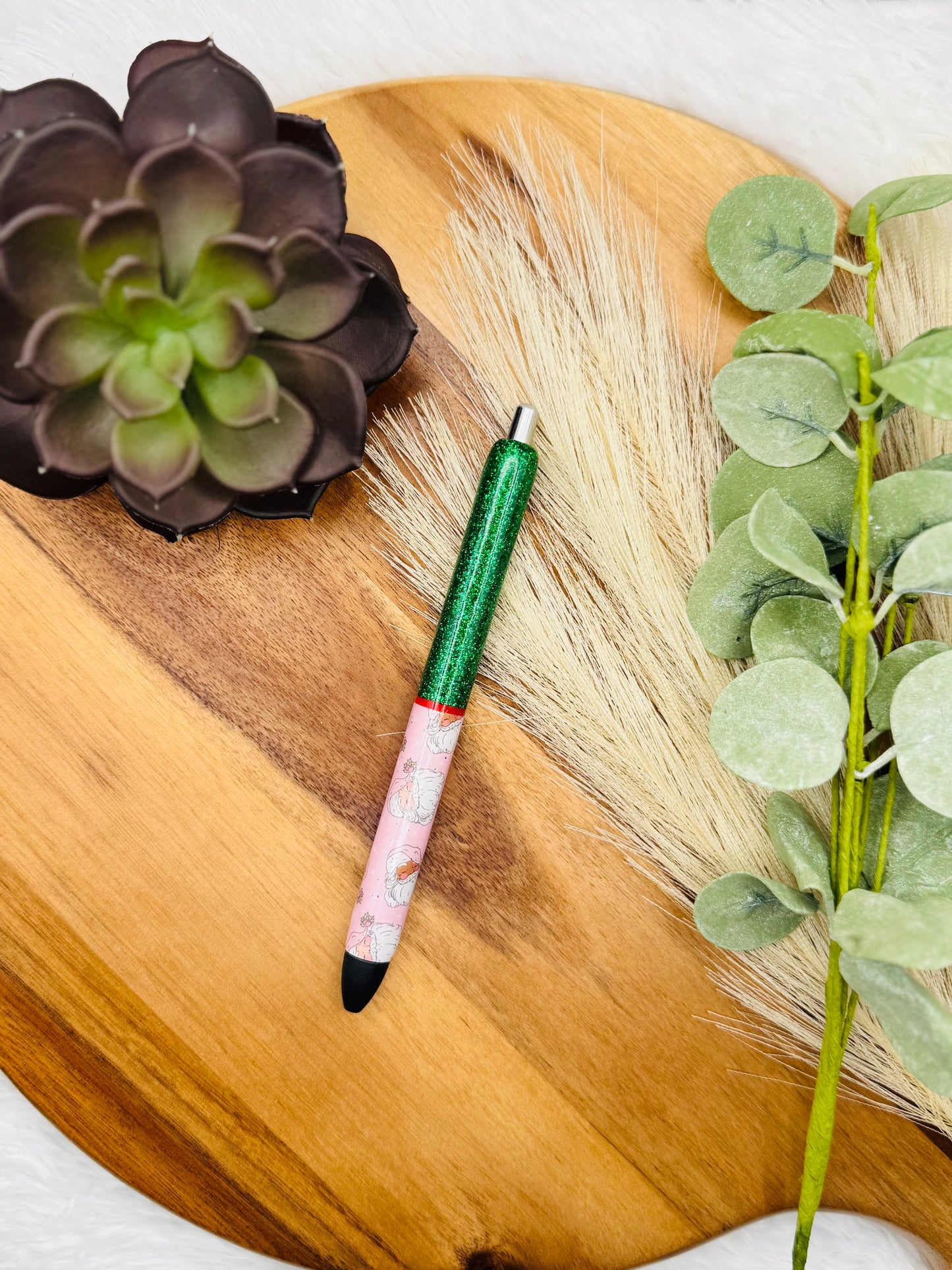 Gel Pen: Pink Santa Faces | Color: Wicked, Striped Red