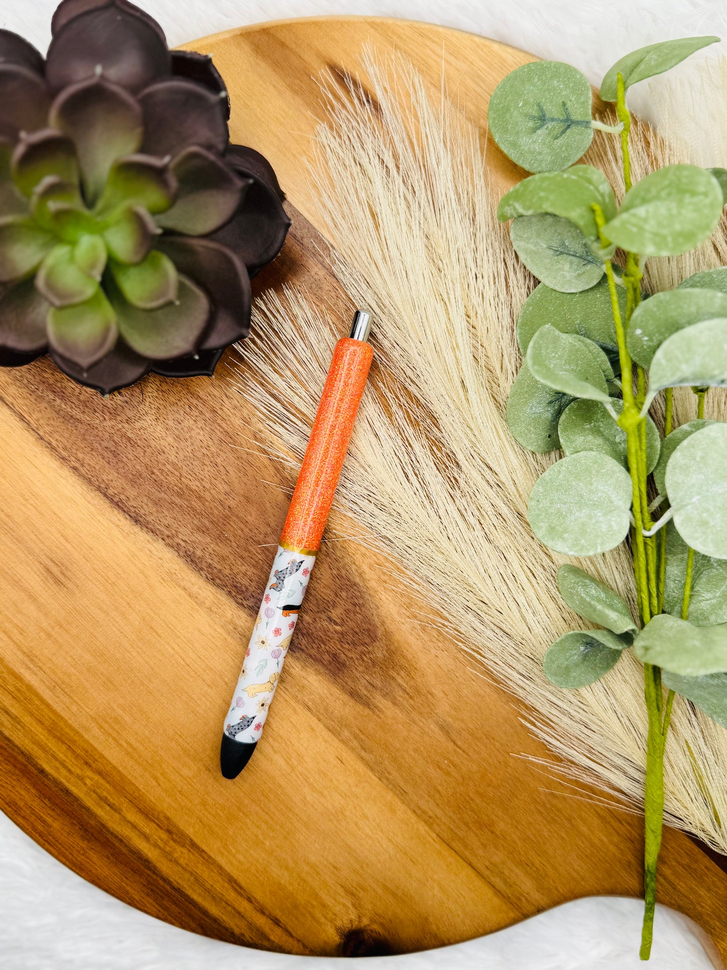 Gel Pen: Floral, Dogs | Color: Persimmon, Striped Gold