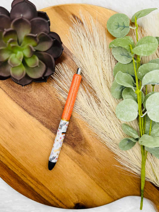 Gel Pen: Floral, Dogs | Color: Persimmon, Striped Gold