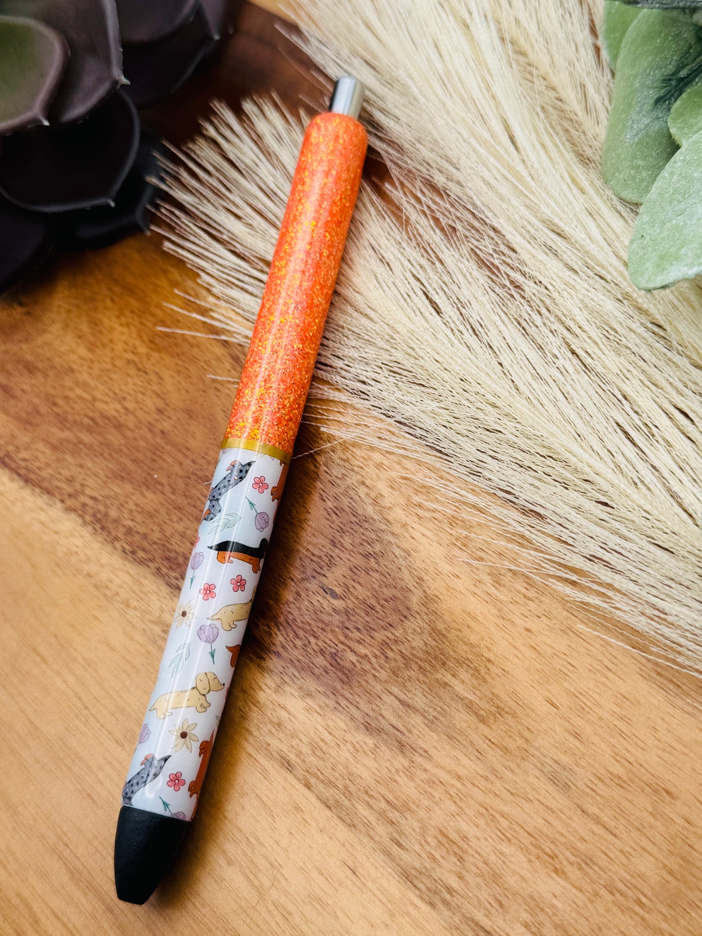 Gel Pen: Floral, Dogs | Color: Persimmon, Striped Gold