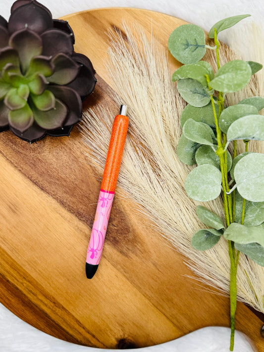 Gel Pen: Pink Pumpkins | Color: Persimmon, Striped Pink