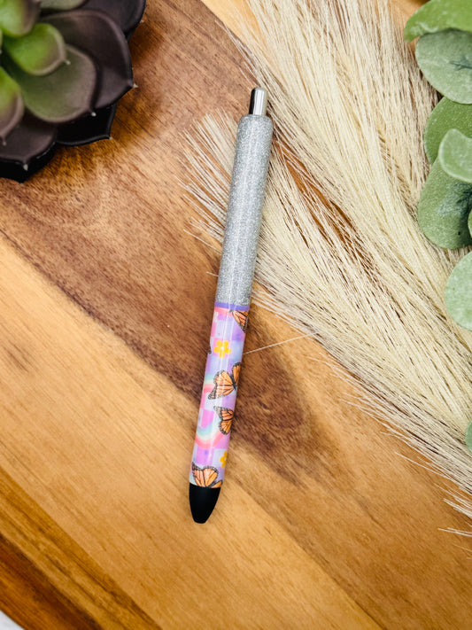 Gel Pen: Checkered Butterfly | Color: Silver