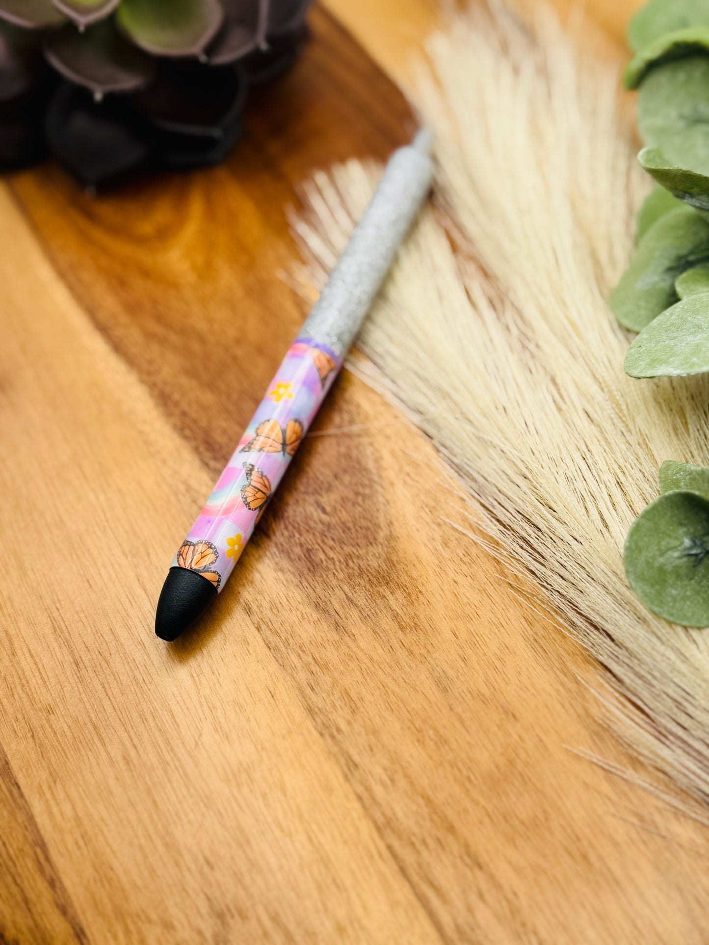 Gel Pen: Checkered Butterfly | Color: Silver