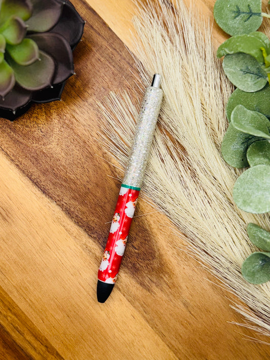 Gel Pen: Red Santa Faces | Color: Sinatra, Striped Green