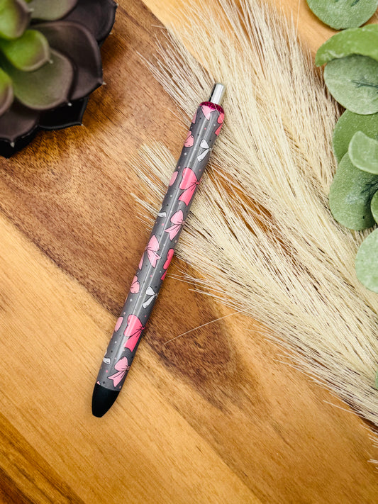 Pen | Pink Bows\ Grey