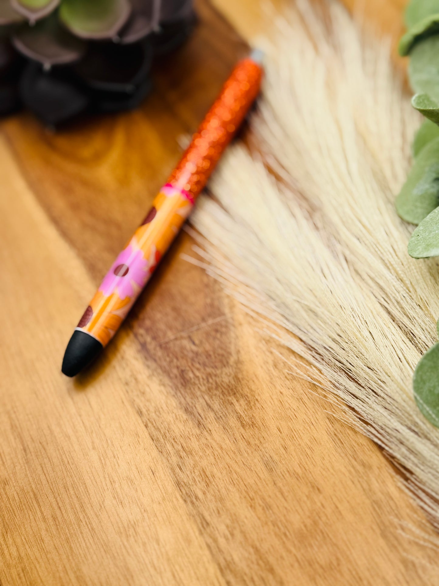 Pen | Sunflower, Pink flower - Glitter: Pumpkin Spice