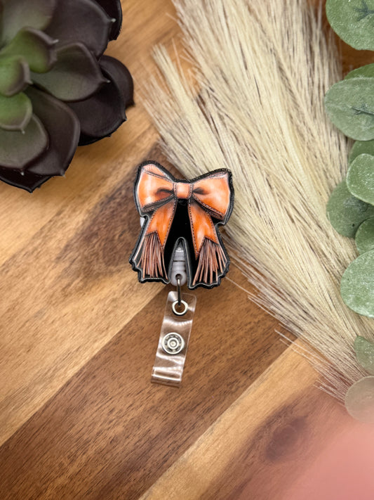 Leather Bow Badge Reel