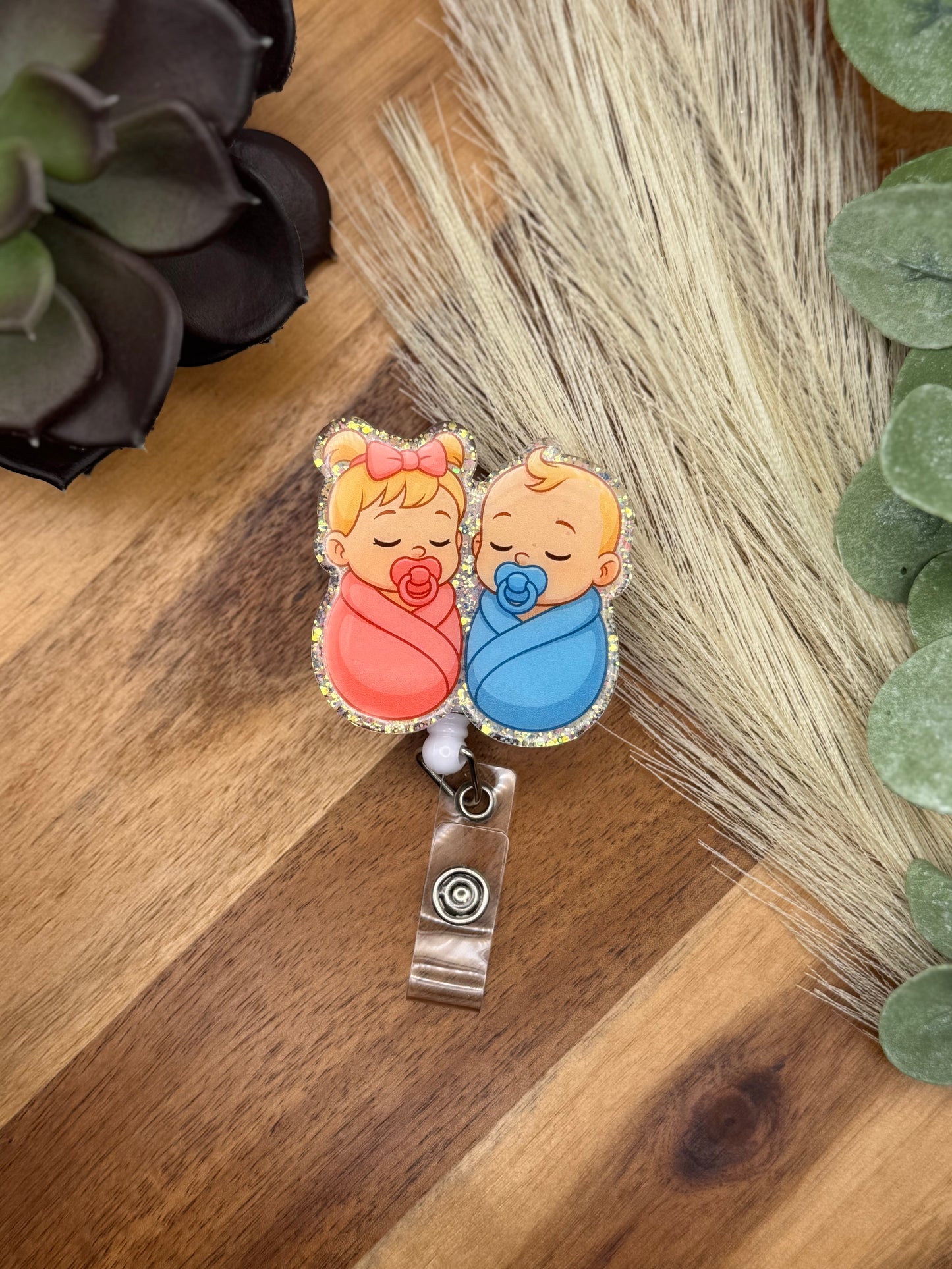 Twin Babies | Pink & Blue Badge Reel