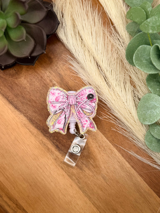 Stethoscope Pink Floral Bow | Badge Rel