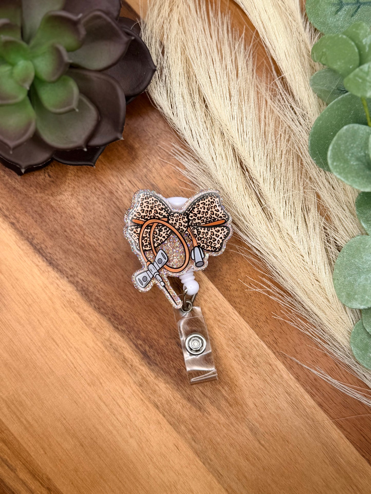 Phlebotomy Leopard Bow | Badge Reel
