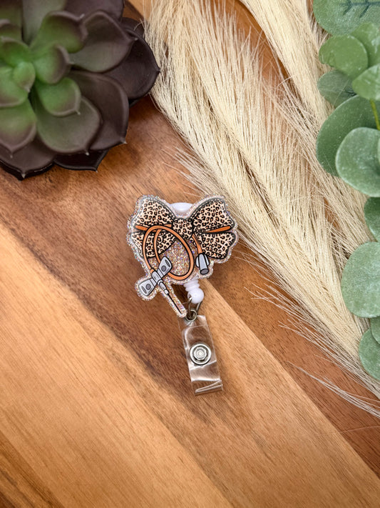 Phlebotomy Leopard Bow | Badge Reel